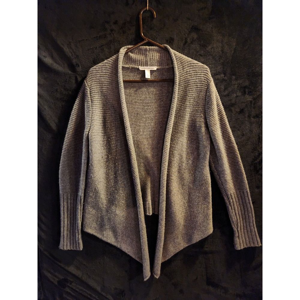 Autumn Cashmere Sweater Medium Gray Cable knit Open Waterfall front Cardigan